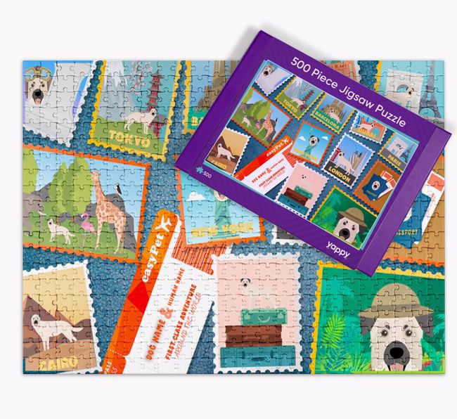 Around The World Adventure: Personalised {breedFullName} Jigsaw